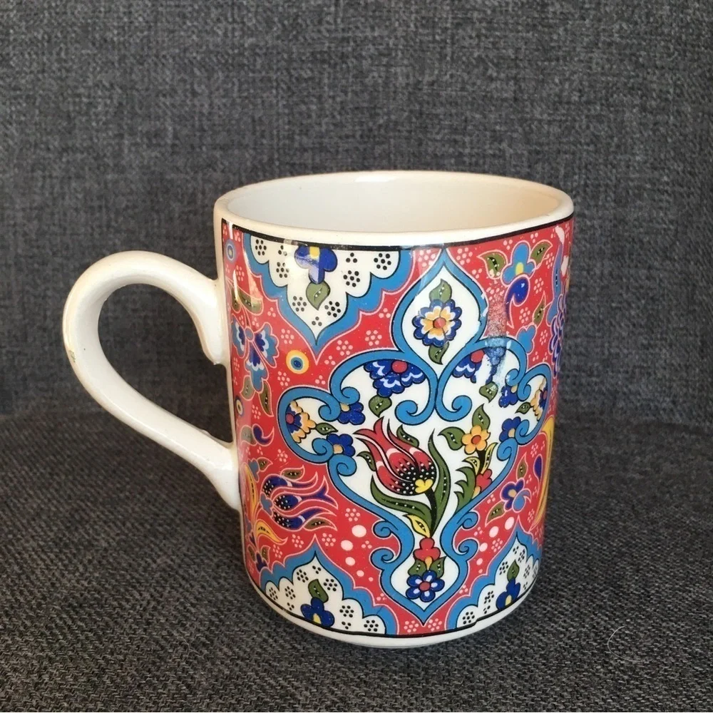 Colorful fleur-di-lis Coffee Mug, Red, Blue, Yellow, 11 oz